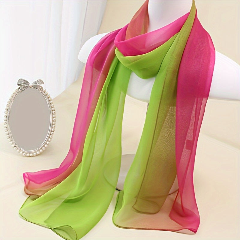 Gradient Color Gauze Scarf for Women Lightweight Summer Shawl Breathable Wrap