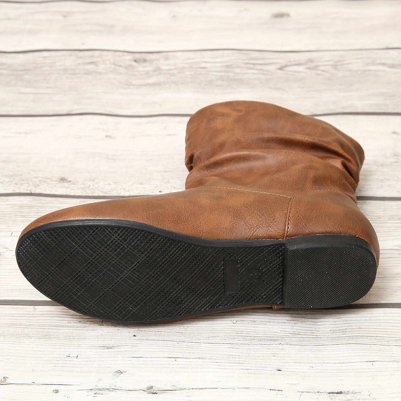 Women's Faux Leather Ankle Boots Brown Flat Heel All-Season Casual