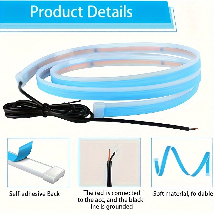 Car Hood Vent Light Neon Accent Strip Multicolor 60-Inch 12V Hardwired