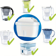 Water Filter Replacement Pack for Pitchers 1/3/6 Universal Filters Reduce Chlorine Impurities