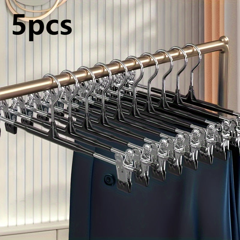 Juego de 5 perchas antideslizantes de acero inoxidable para pantalones, faldas, sujetadores y bufandas, organizador de armario que ahorra espacio