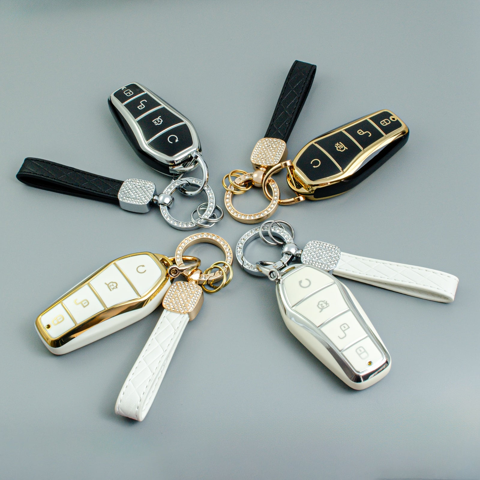 Universal TPU Key Fob Cover With Keychain for EV Car Remote
