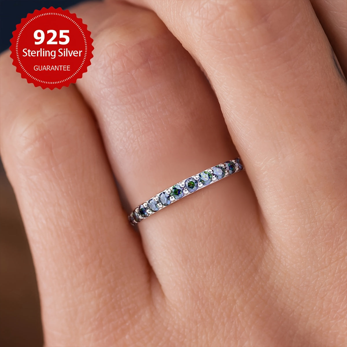 Sterling Silver Moissanite Eternity Ring for Women Wedding Anniversary Gift
