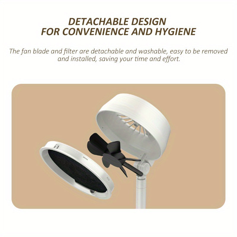 Campana extractora plegable con ventilador de escape de 3 velocidades para cocina interior, barbacoa, olla caliente, parrilla, recargable por USB, compacta, ligera, blanca