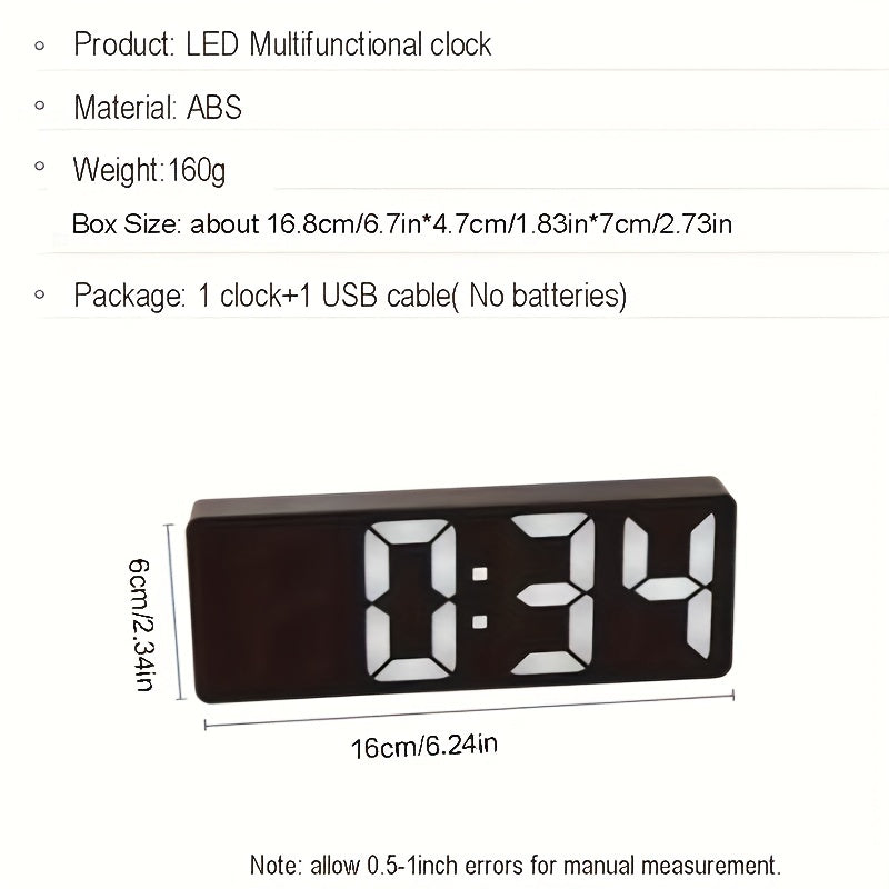 Smart LED Desk Alarm Clock with Voice Control Silent Snooze Wake Up