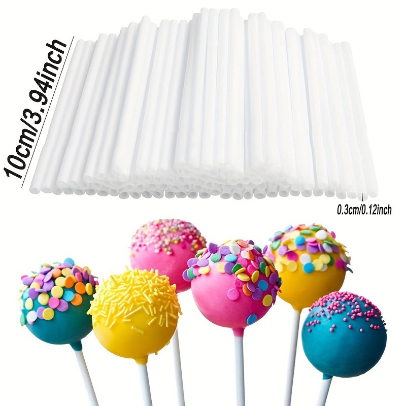 100-200 Food-Grade Plastic Lollipop Sticks for Cake Pops Chocolates 10cm