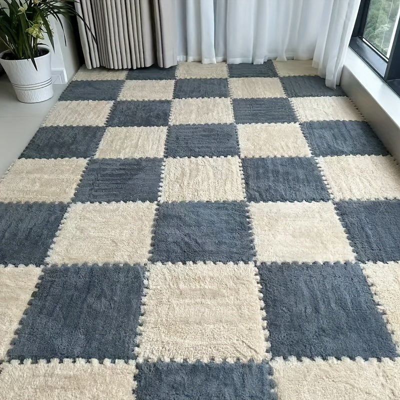 Modern Plush Patchwork Area Rug for Bedroom Living Room Indoor Washable 40 Pieces