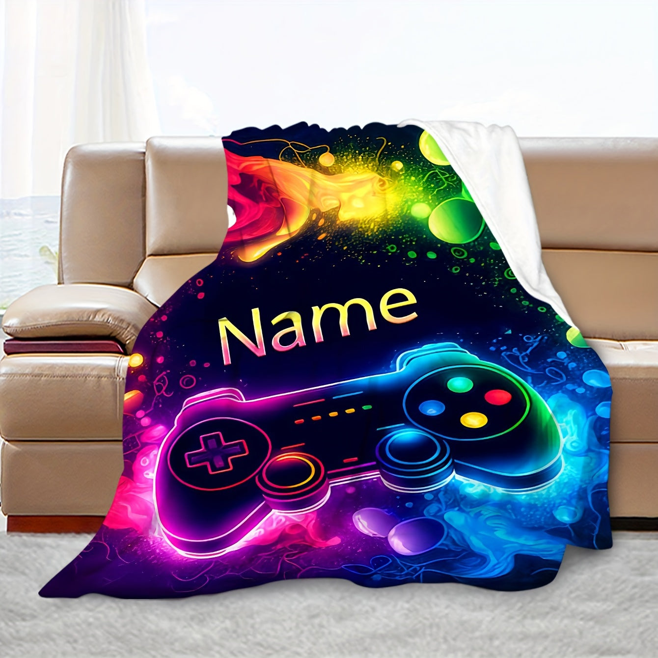 Customizable Gaming Controller Pattern Throw Blanket Flannel Soft Warm Lightweight