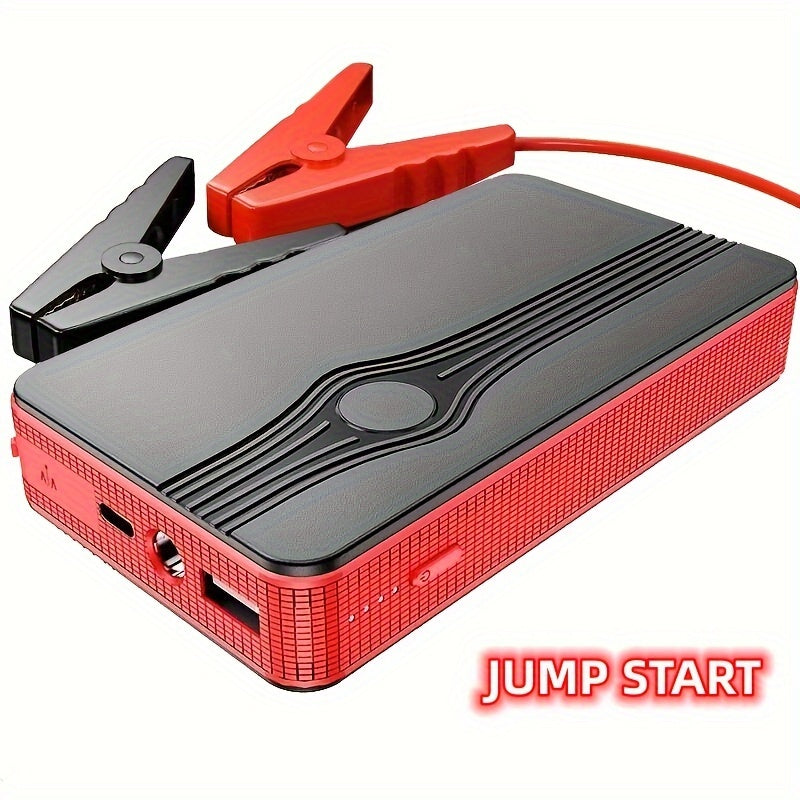Portable Car Jump Starter with USB Output, Rechargeable Lithium Battery, Red and Black