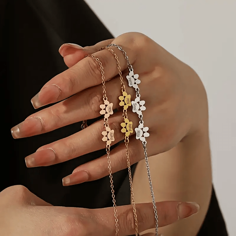 Shaxsiylashtirilgan zanglamaydigan po'latdan yasalgan mushuk paw bilaguzuk nomlari bilan bohemiy it esdalik sovg'asi