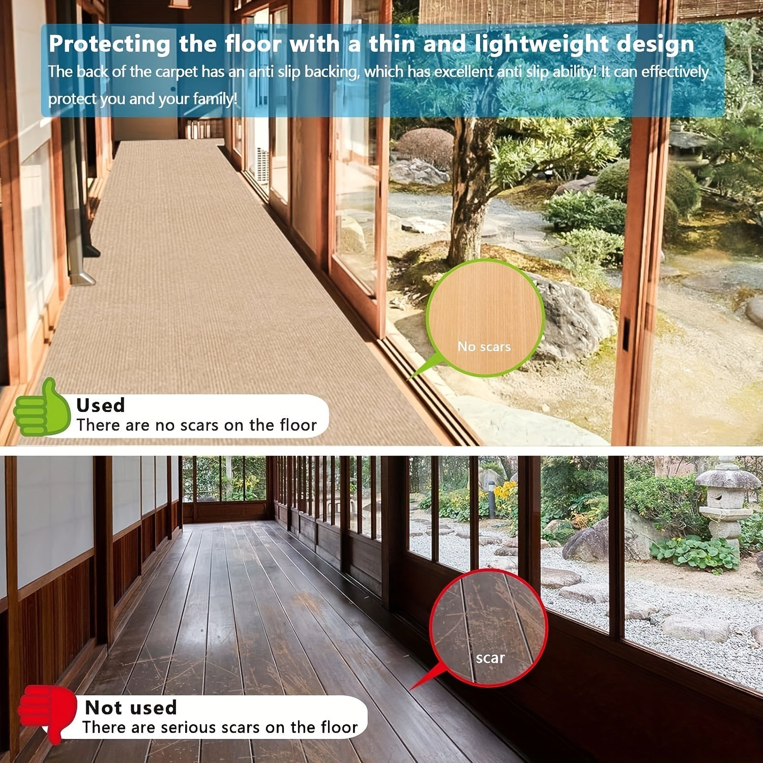 Длинный коврик для бегуна 59,94 см x 5,99 м Нескользящий моющийся коврик для помещений