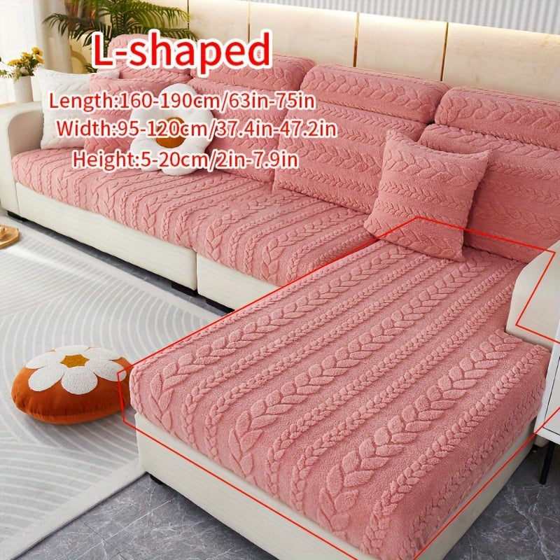 Wheat Sheaf Pattern Plush Sofa Cover Elastic Fit for 1-4 Seater Non-Slip Machine Washable