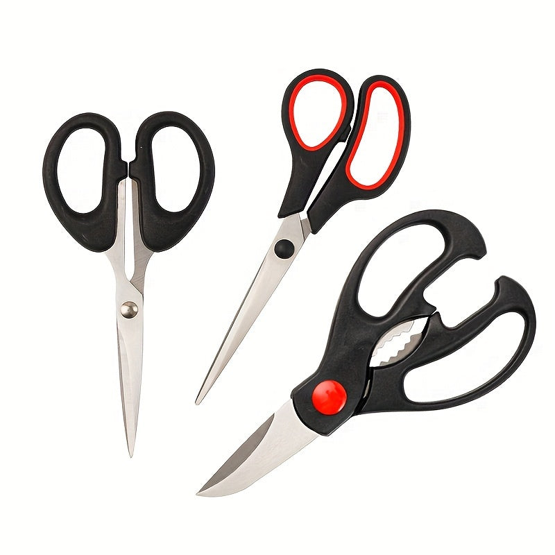 Set of 3 Stainless Steel Kitchen Scissors Multi-Purpose Meat Shears