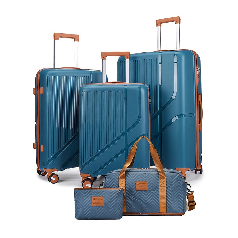 2025 New Model PP Suitcase Set with Password Lock and Silent Spinner Wheels 30 Inches White Black