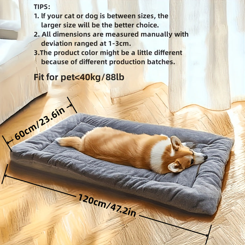 Soft Polyester Pet Bed for Cats and Dogs Large Rectangular Non-Skid Bottom