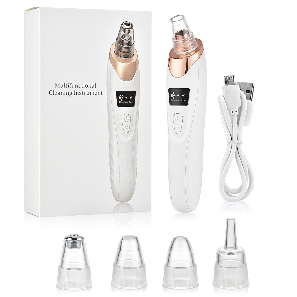 Rechargeable Blackhead Suction Cleaner with 5 Probes for Facial Pore Cleansing and Acne Treatment