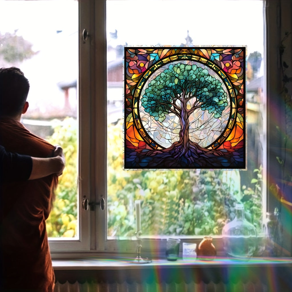 Sunburst Electrostatic Window Cling Tree of Life Reusable Washable PVC Decal