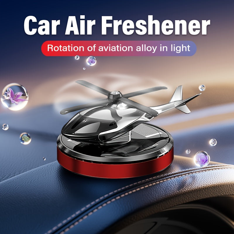 Universal Solar-Powered Car Air Freshener Diffuser with Rotating Helicopter Shape