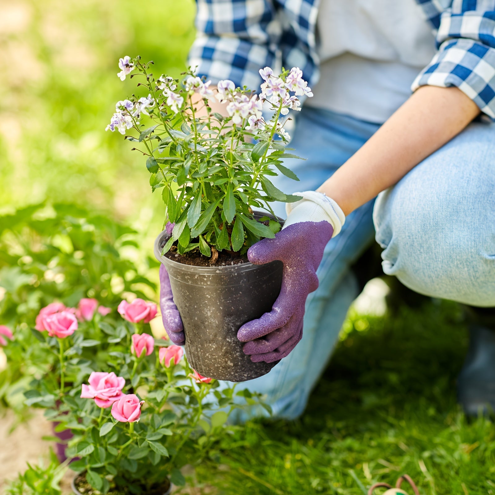 10 piezas de macetas de plástico transparente para vivero de 17.02cm con agujeros de drenaje para plántulas y trasplantes