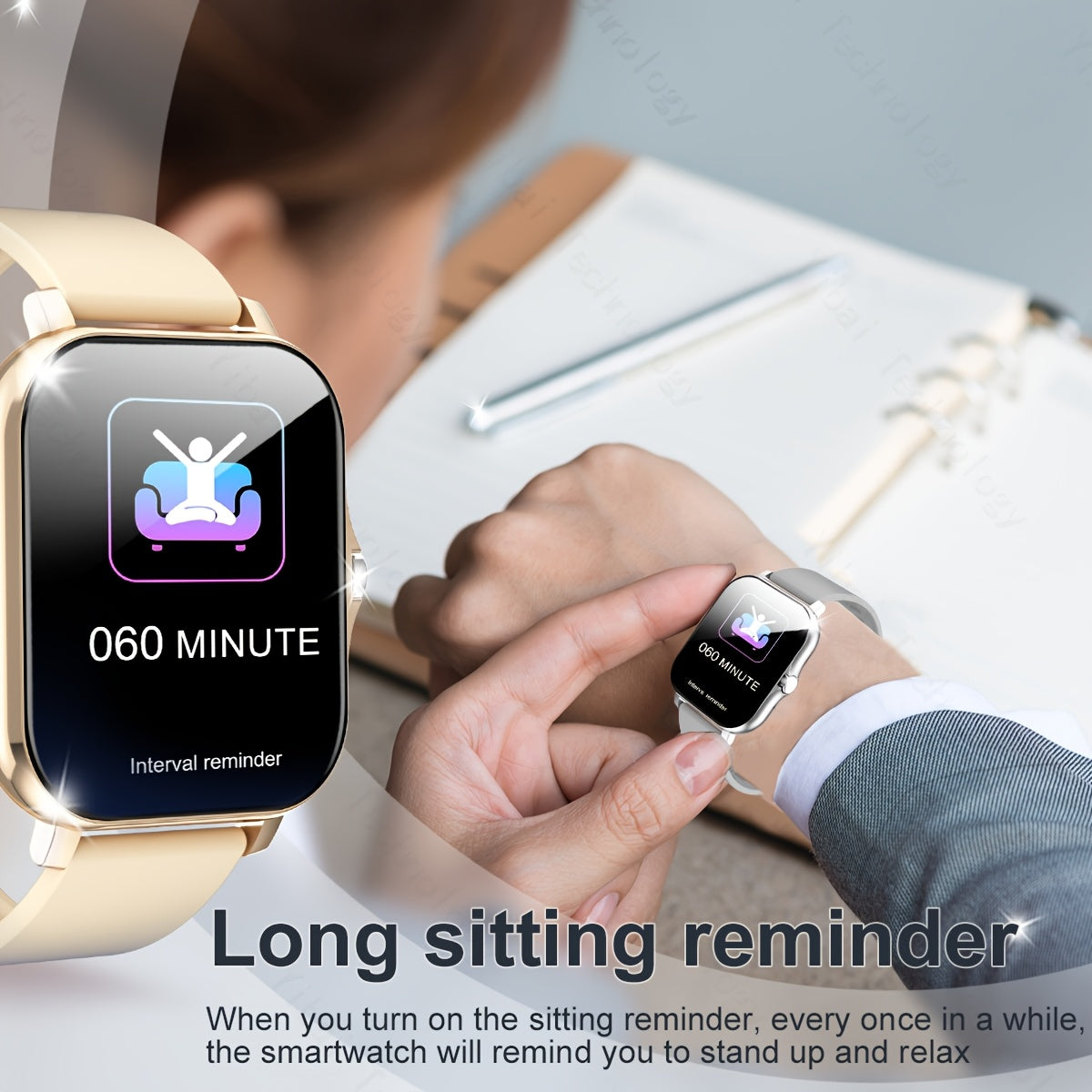 Sports Smartwatch for Men and Women 1.83-Inch HD Screen Fitness Tracker Voice Assistant