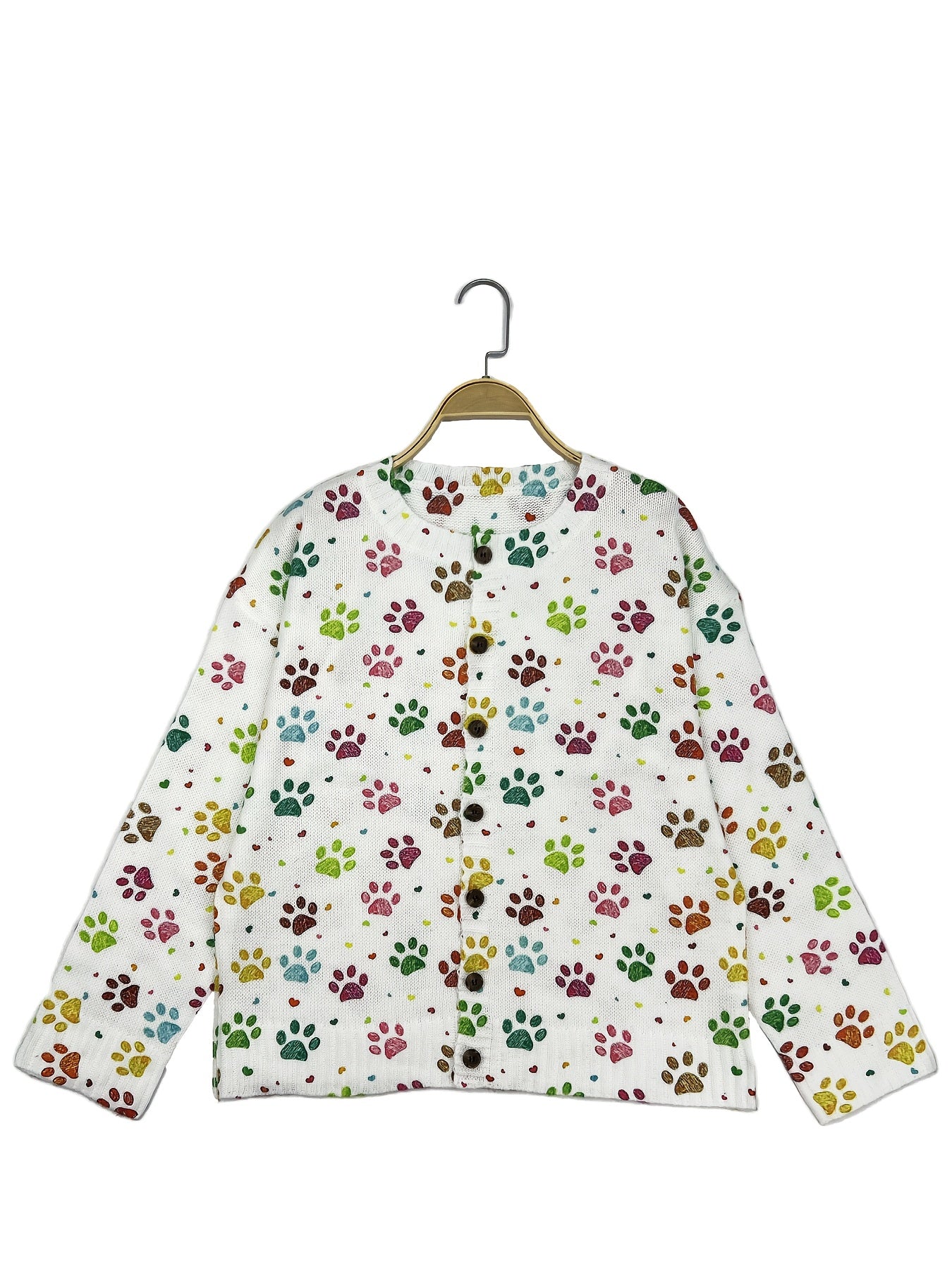 Women Long Sleeve Cardigan with Digital Print Stylish Autumn Spring Thin Sweater