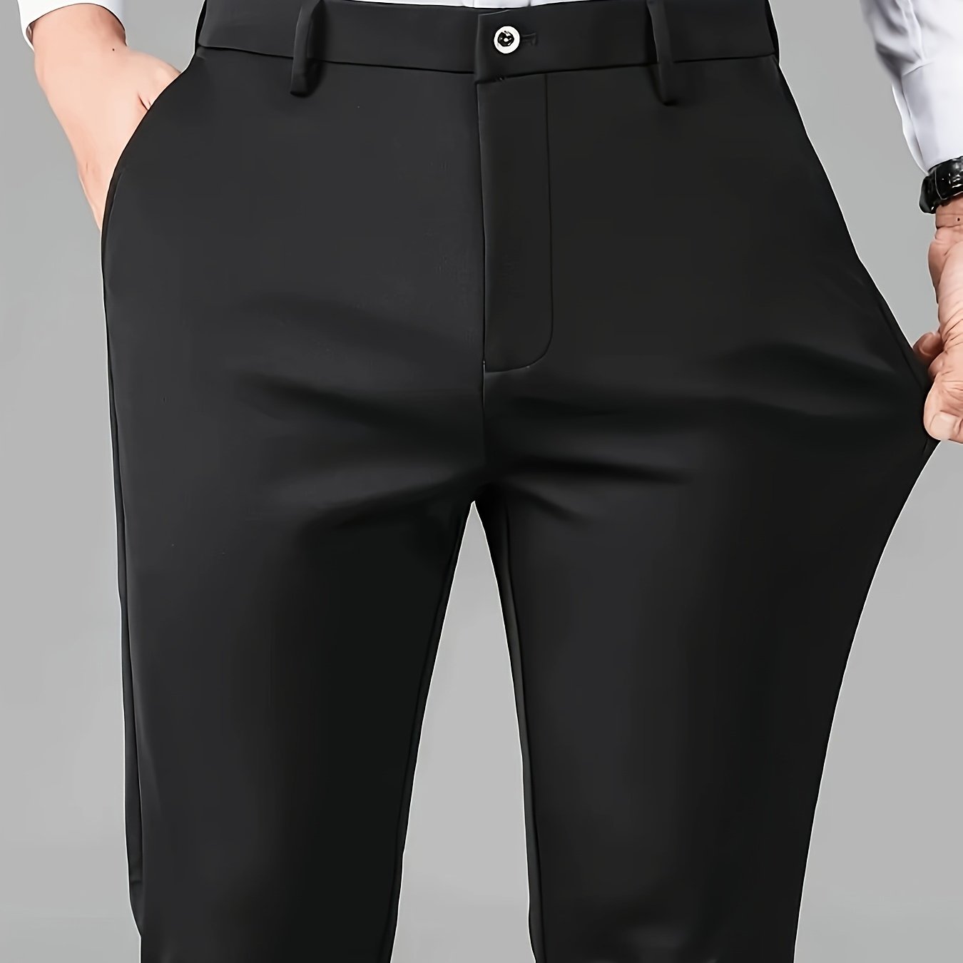 Pantalones rectos de poliéster y spandex para hombres para uso profesional y casual