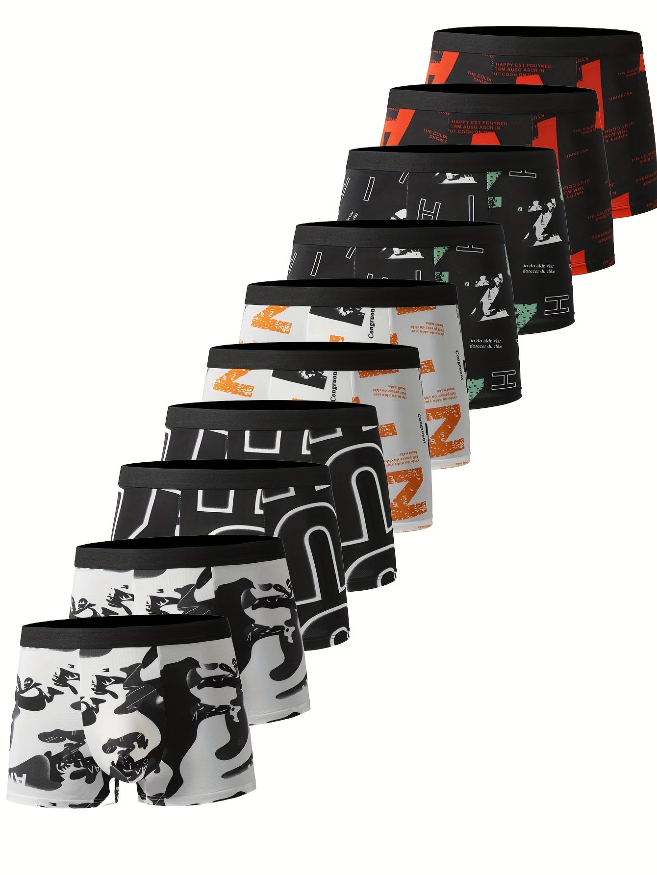 10pcs Men's Plain Color Breathable Quick-Drying Sports Underwear Black S-XXL