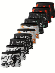 10 dona erkaklar uchun oddiy rangli nafas oladigan, tez quriydigan sport ichki kiyimlar, qora, S-XXL