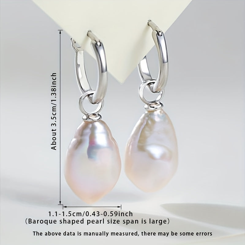 Retro Baroque Pearl Earrings 11mm Silver Plated with Detachable Accessories