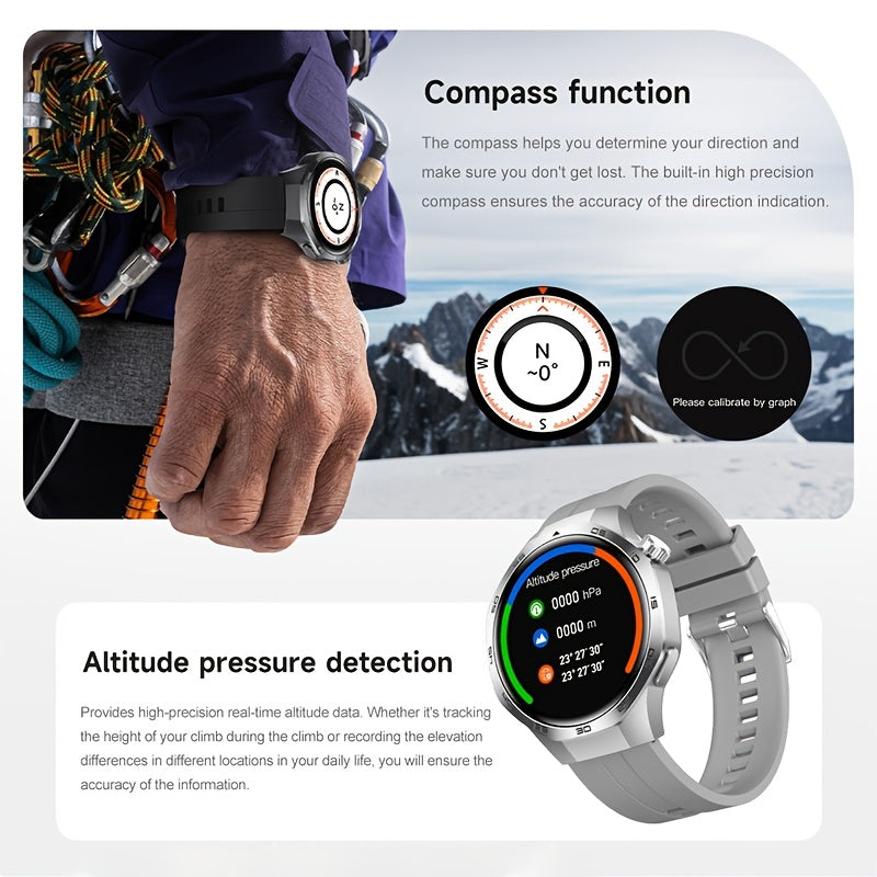 Men's Smartwatch GPS Fitness Tracker with 360x360 HD Screen AI Voice Call NFC 100+ Sports Modes