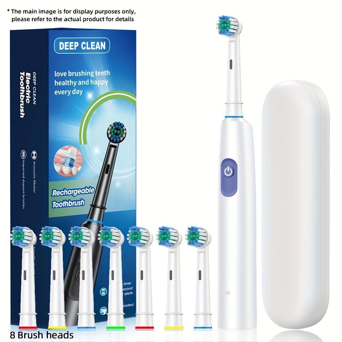 Electric Toothbrush with 5 Modes, Smart Timer, High Frequency Vibration, Rechargeable USB, 8 Replacement Heads, Soft Bristles