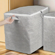 Large Non-Woven Fabric Storage Bin with Lid Handles and Zipper for Clothes Toys and Quilts