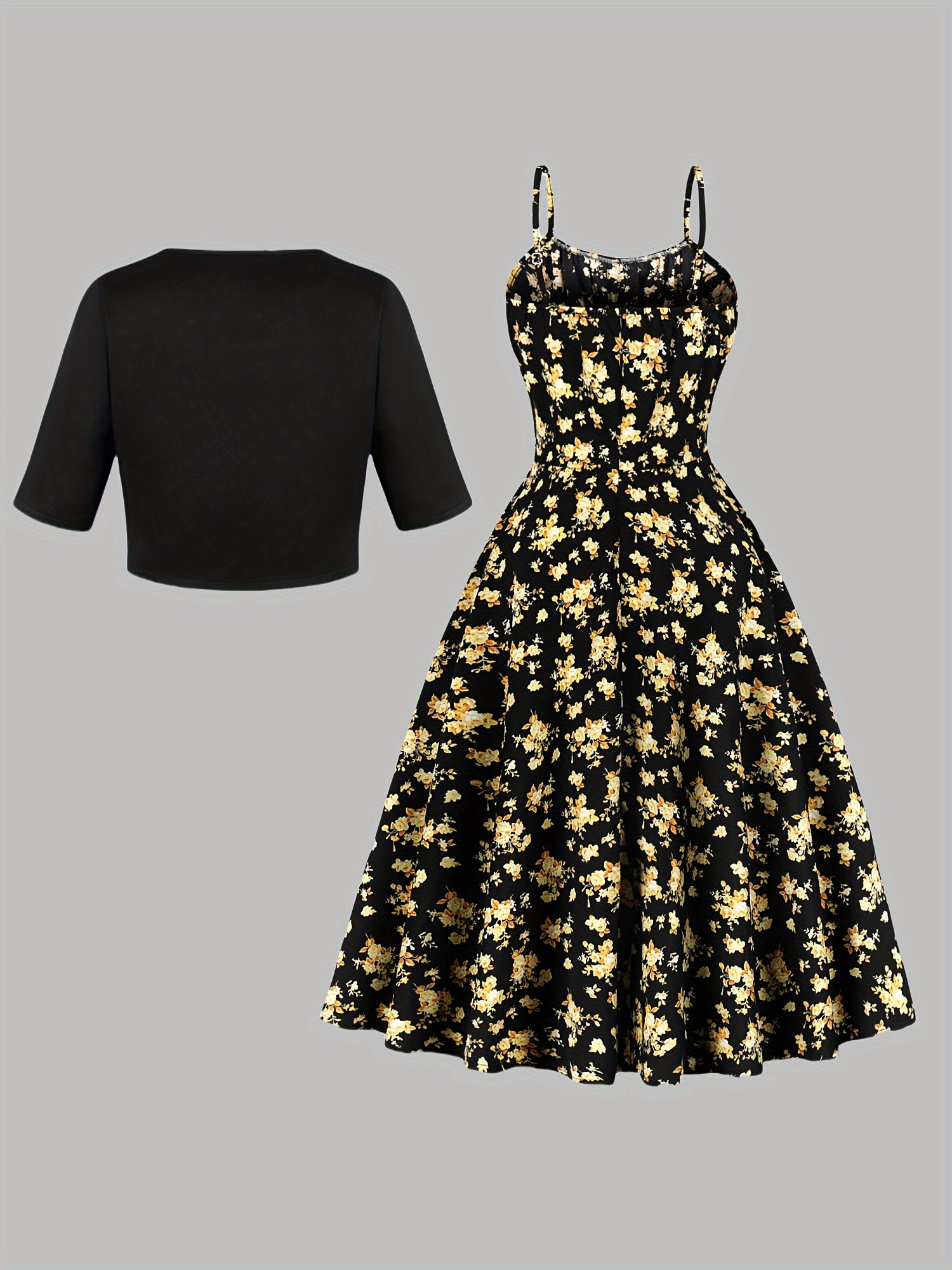 Vestido de tirantes con estampado de leopardo y conjunto de blazer para mujer en otoño e invierno, 100% poliéster