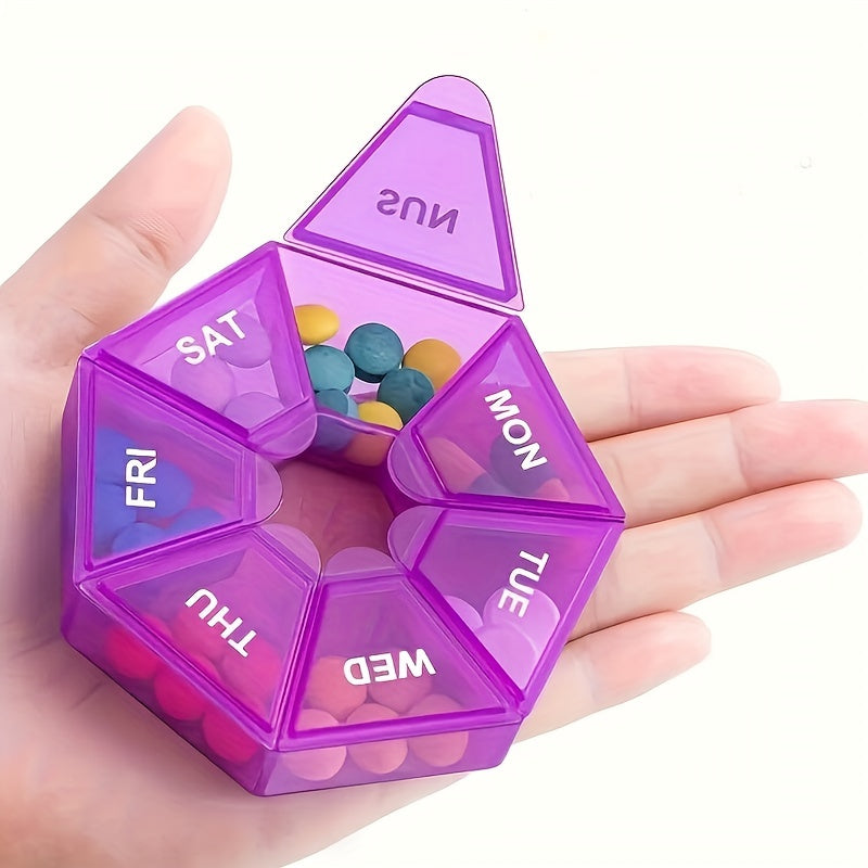 Unisex Portable Rainbow Pill Box 7-Grid Thickened Medication Organizer