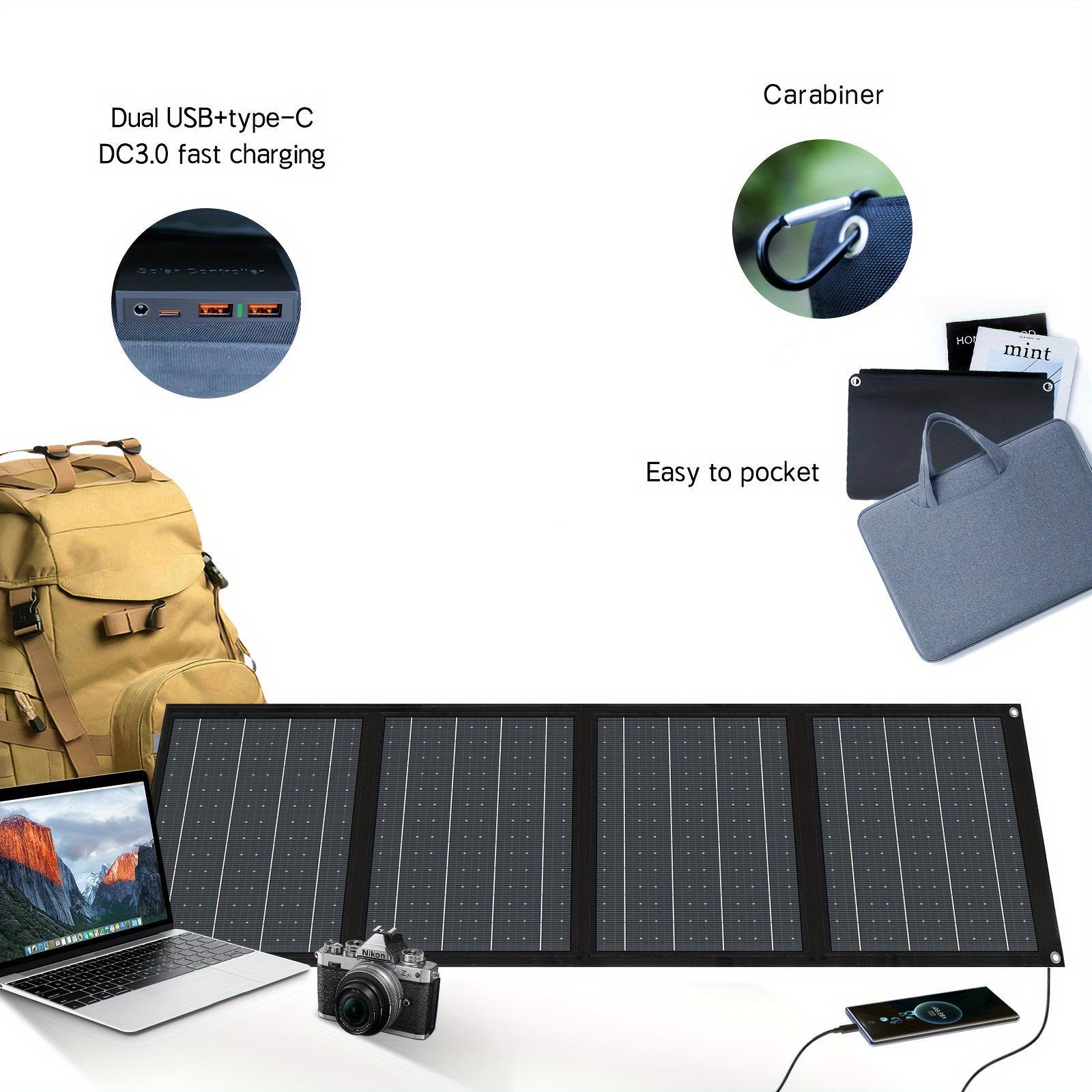 65W складная солнечная зарядка, портативная солнечная панель с карабином для мобильных телефонов