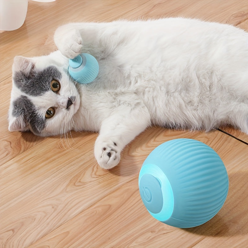 Electric Cat Toy Self-Moving Ball for Kittens and Cats Silicone USB Rechargeable