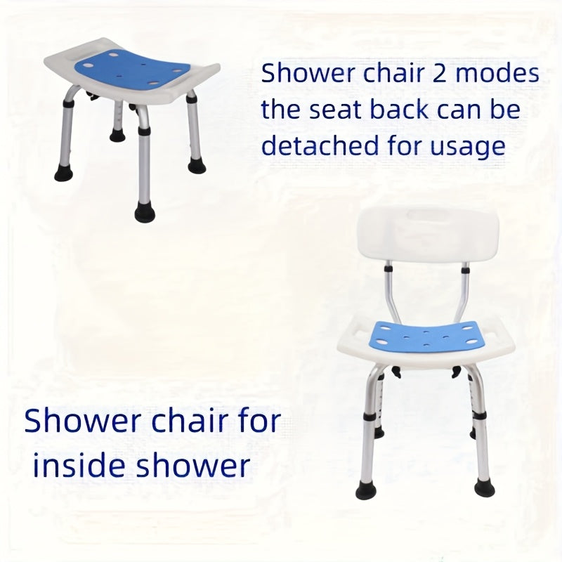 Aluminum Non-Slip Bath Chair for Elderly Pregnant Women and Kids No-Drill Shower Stool for Bathroom