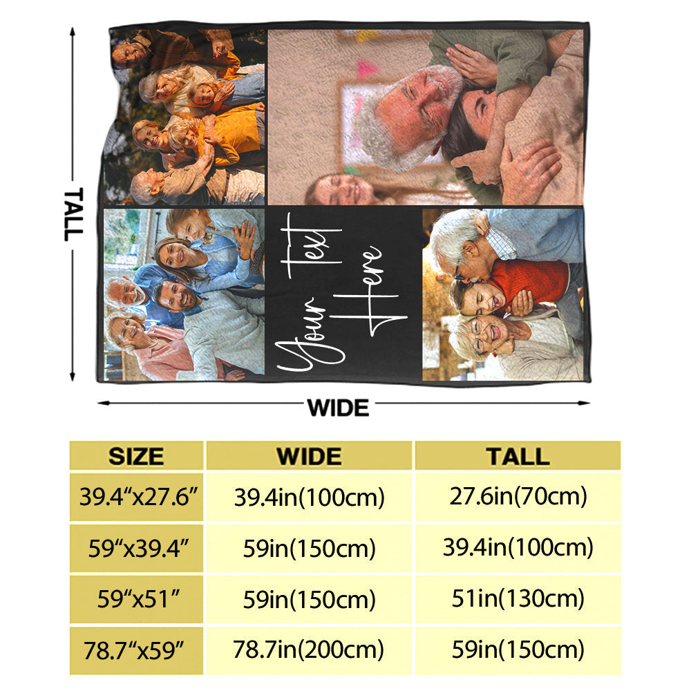 Manta de franela personalizada con foto y mensaje para familia y regalos