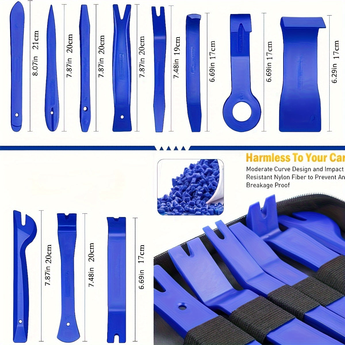 Juego de 5 herramientas para quitar molduras de coche, nylon, removedor de paneles de tapicería, azul