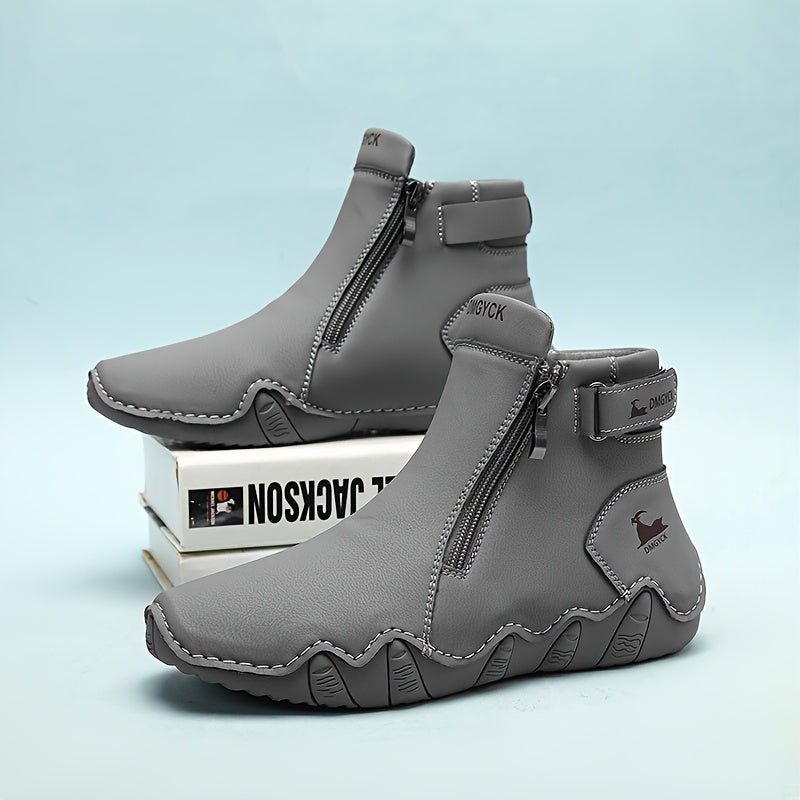 Zapatos casuales de color sólido para mujer con cremallera lateral y hebilla