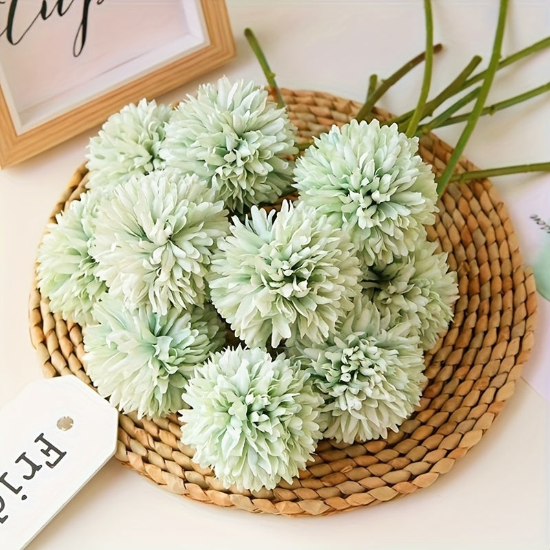 20 Pieces White Artificial Chrysanthemum Bouquet Polyester Flowers for Home Decor Weddings Parties