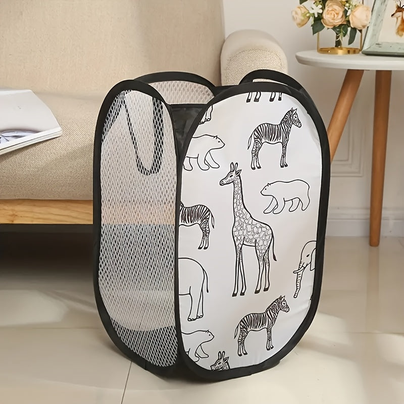 Rectangular Mesh Laundry Basket with Handles for Household Storage and Organization