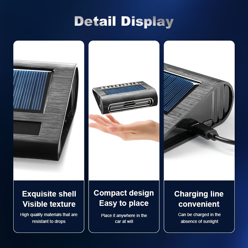 Car Air Purifier Solar Powered Rechargeable 360° Ventilation Auto-Start