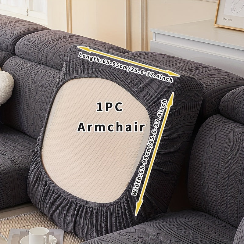 Qorong‘u kulrang chiziqli divan qopqog‘i, barcha mavsumlar uchun elastik uy himoyasi