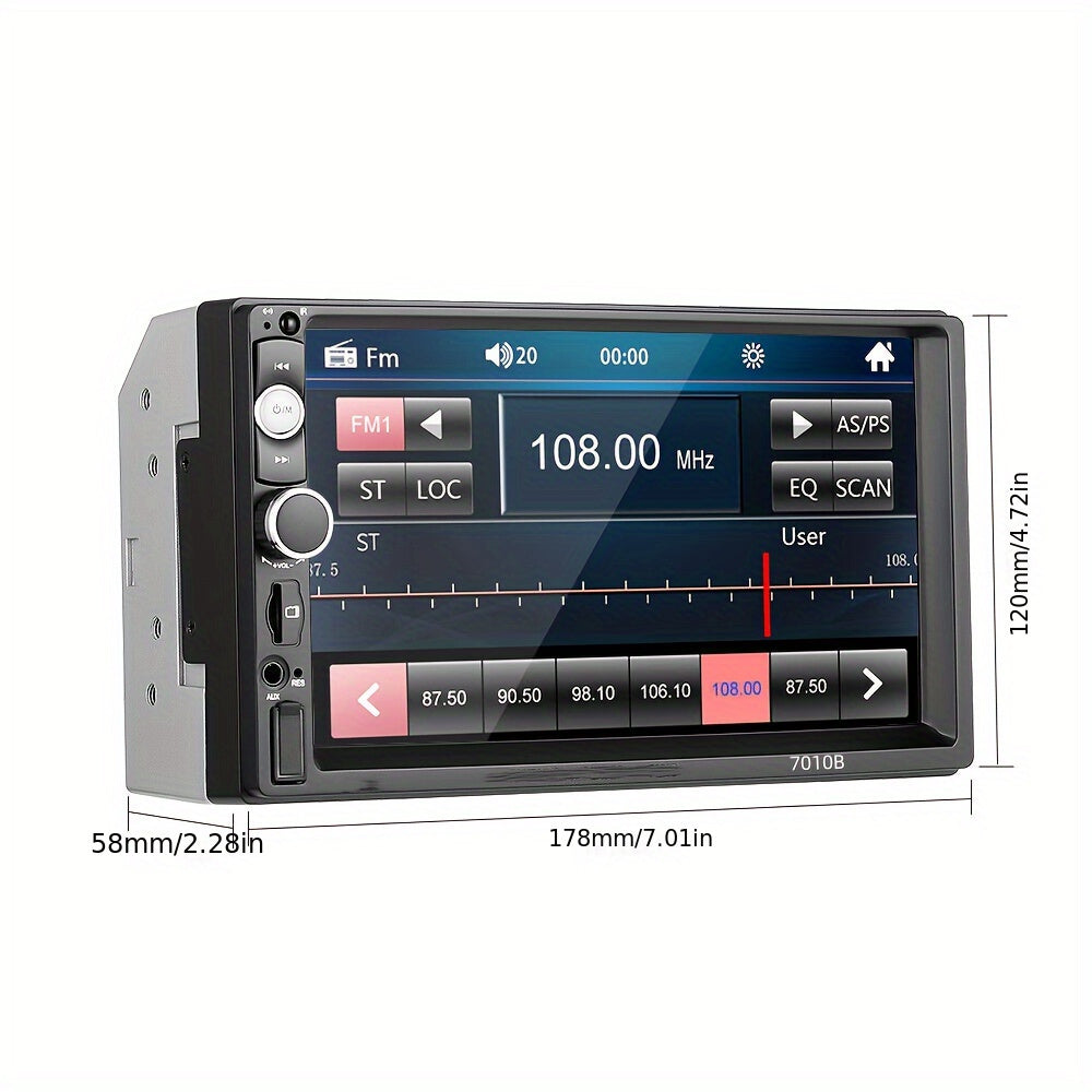 Radio de coche HD Double Din de 17.78 cm, reproductor MP5, pantalla táctil, Bluetooth, USB, TF, FM, AUX, control remoto