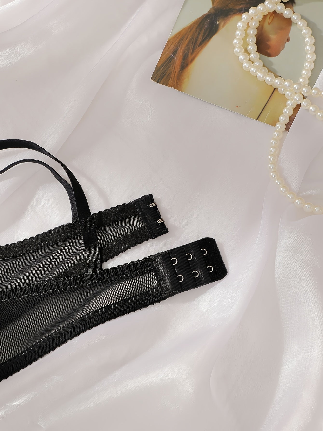 Women's Lace Lingerie Set Mid-Rise Bra and Panties Polyamide Elastane