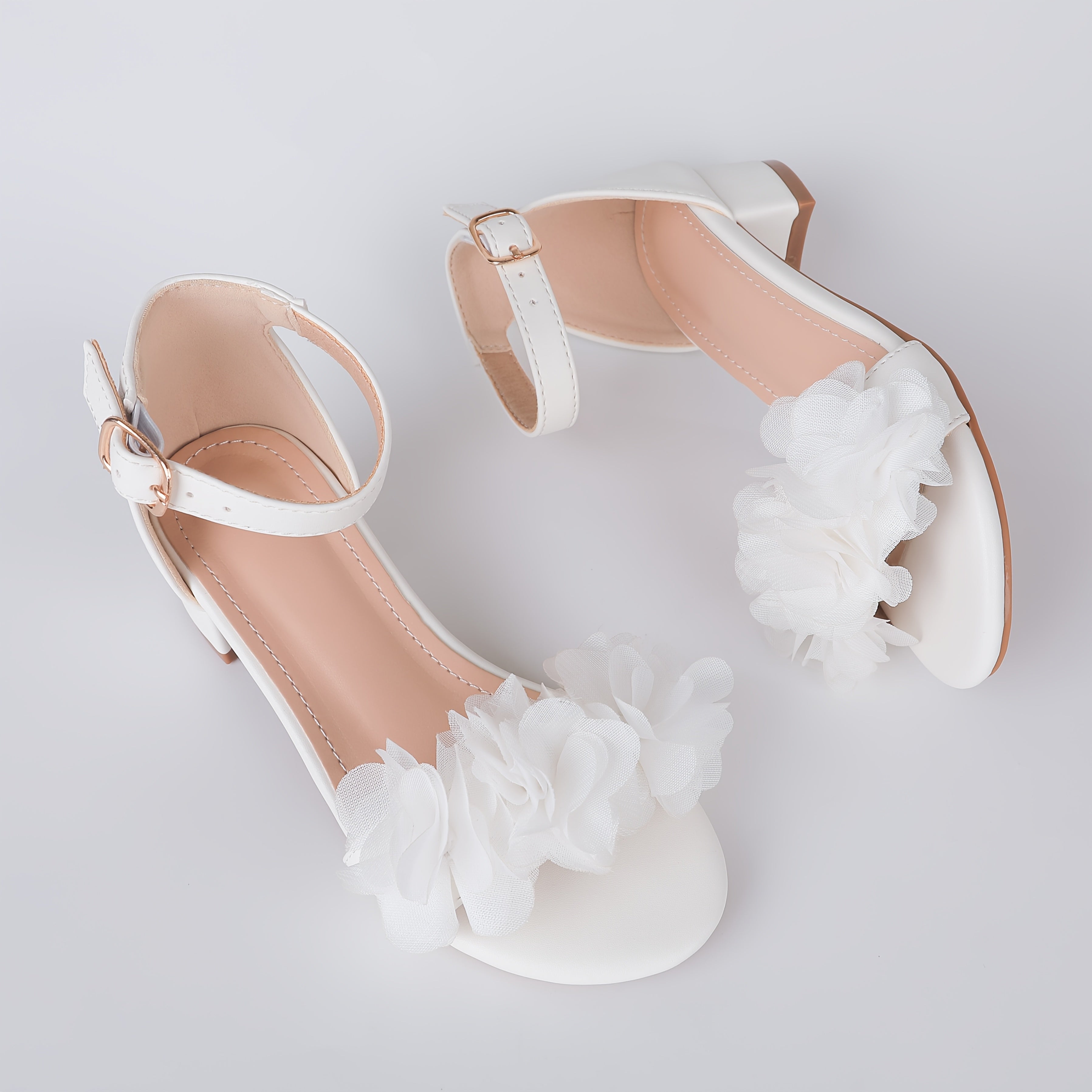 Girls Summer Open-Toe High-Heeled Sandals for Flower Girls Weddings Parties Toddler and Children
