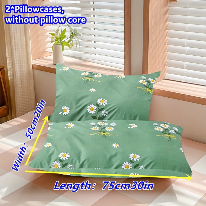 Polyester Pillowcases Set Multi-Color Floral Print 90g Household Use