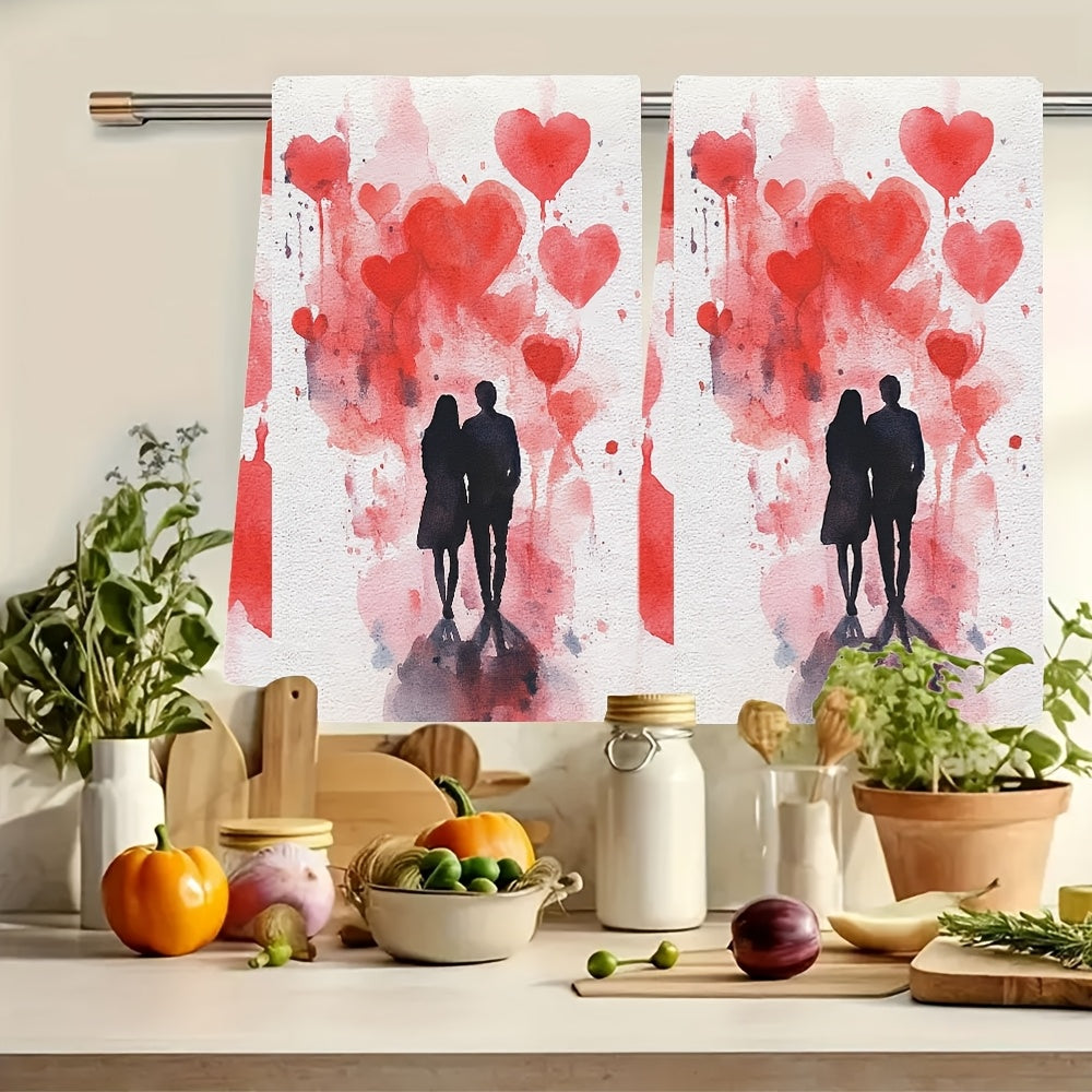 2 ta Sevishganlar Kuni Oshxona Sochiqlari, Qo'shimcha Yumshoq va So'ruvchan, Bayram Dekoratsiyasi Uchun Mukammal, Mashinada Yuvish Mumkin, 16x24 Dyuym, 2KYSYS1217544