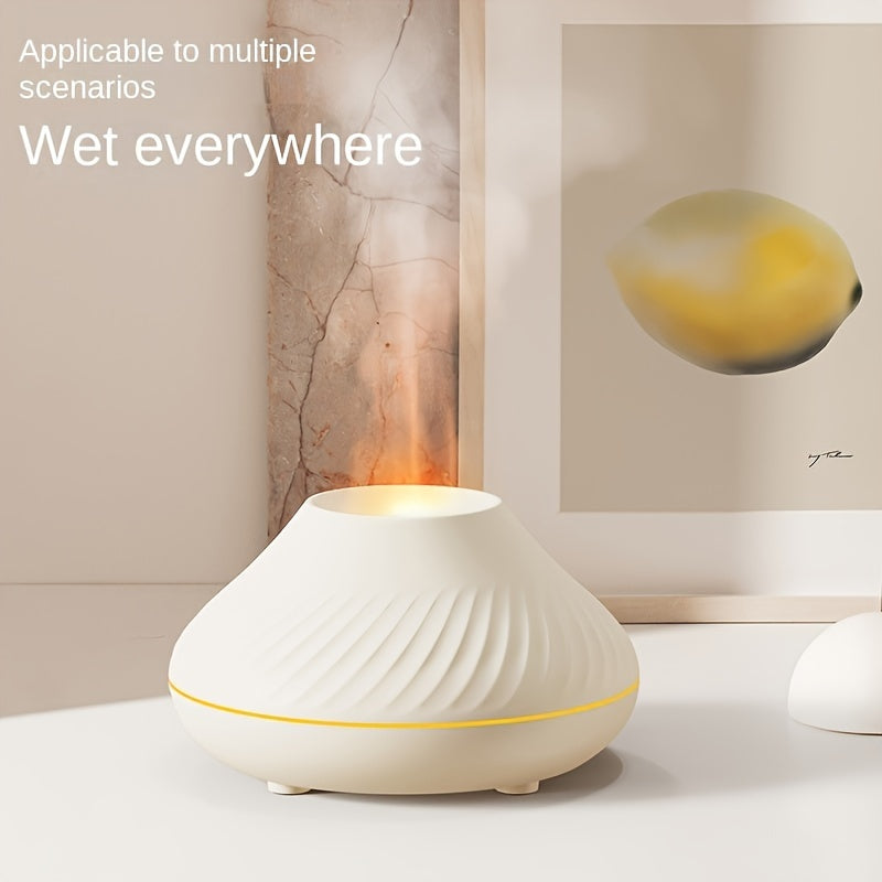 USB-Powered Soundwave Humidifier with 7-Color Flame Aromatherapy Light